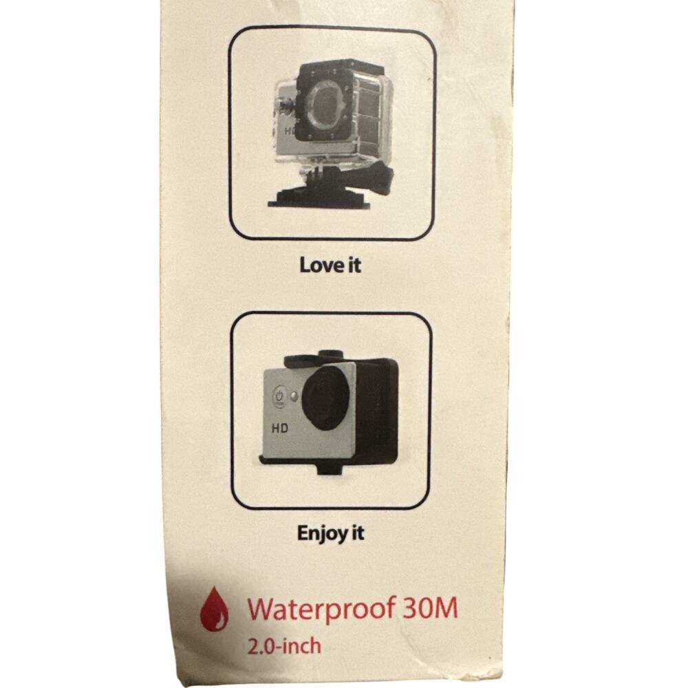 1080P Sports Action Camera Waterproof 30M Wide Angle 2” LCD Open Box - Picture 6 of 11